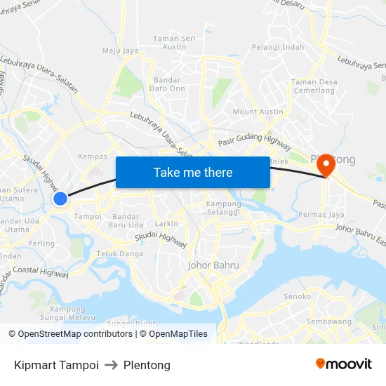 Kipmart Tampoi to Plentong map