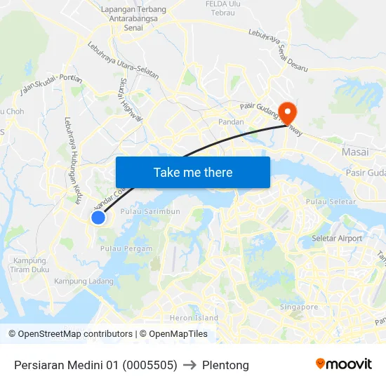 Persiaran Medini 01 (0005505) to Plentong map