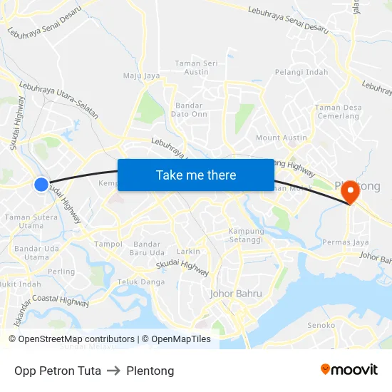 Opp Petron Tuta to Plentong map