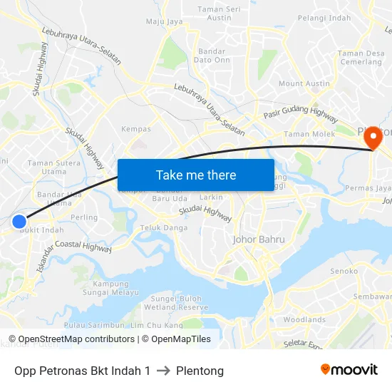 Opp Petronas Bkt Indah 1 to Plentong map