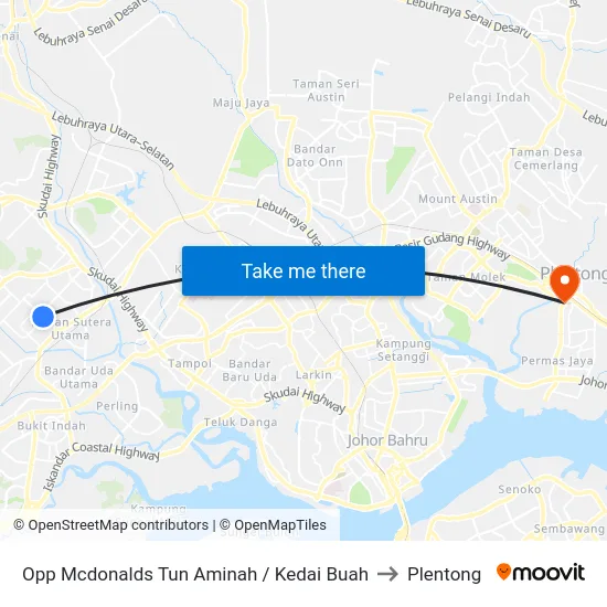 Opp Mcdonalds Tun Aminah / Kedai Buah to Plentong map