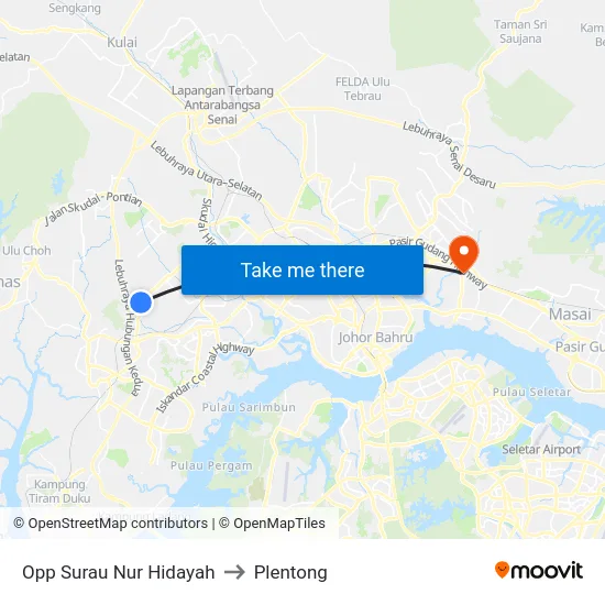 Opp Surau Nur Hidayah to Plentong map