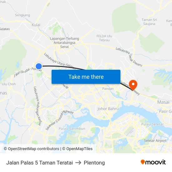 Jalan Palas 5 Taman Teratai to Plentong map