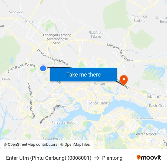 Enter Utm (Pintu Gerbang) (0008001) to Plentong map