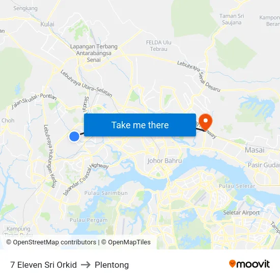 7 Eleven Sri Orkid to Plentong map