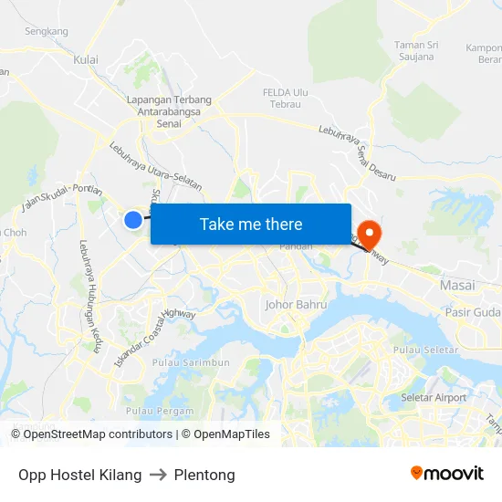 Opp Hostel Kilang to Plentong map