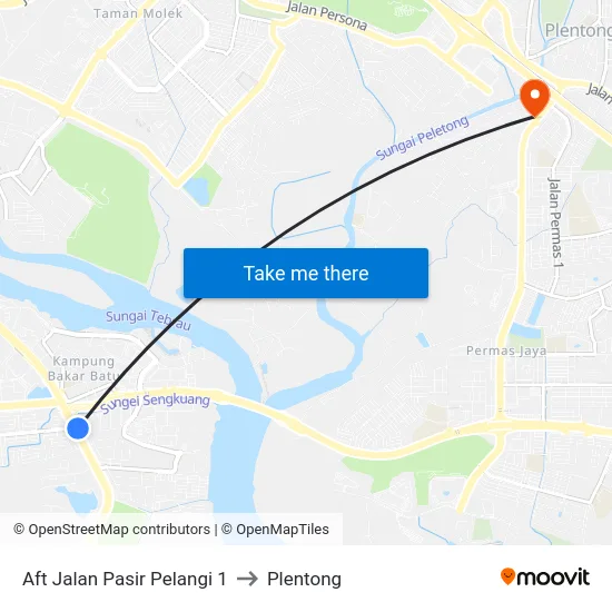 Aft Jalan Pasir Pelangi 1 to Plentong map