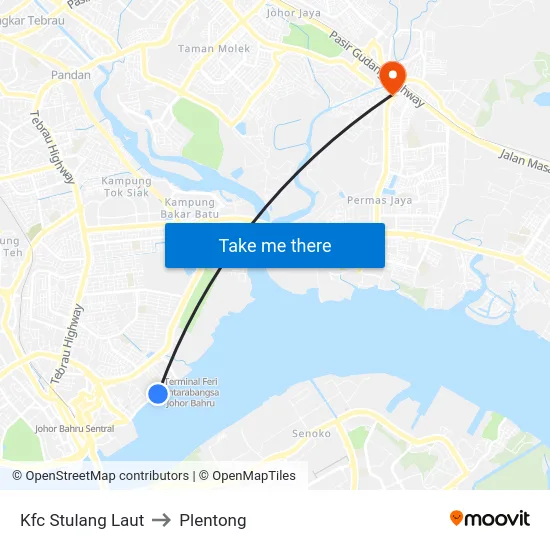 Kfc Stulang Laut to Plentong map