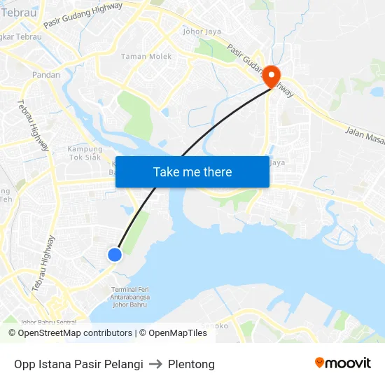 Opp Istana Pasir Pelangi to Plentong map