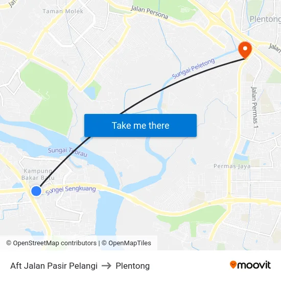 Aft Jalan Pasir Pelangi to Plentong map
