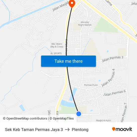 Sek Keb Taman Permas Jaya 3 to Plentong map