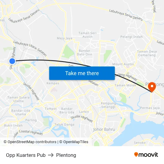 Opp Kuarters Pub to Plentong map