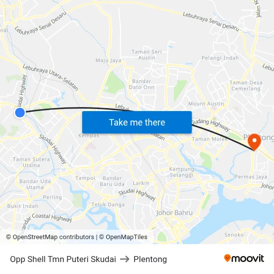 Opp Shell Tmn Puteri Skudai to Plentong map