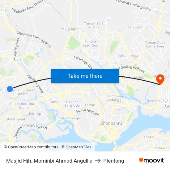 Masjid Hjh. Mominbi Ahmad Angullia to Plentong map