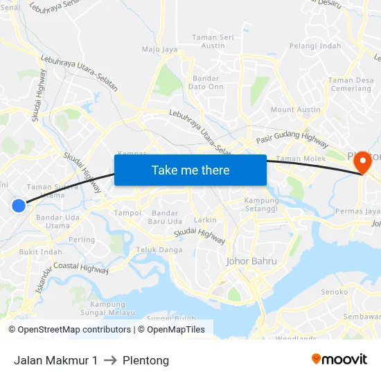 Jalan Makmur 1 to Plentong map