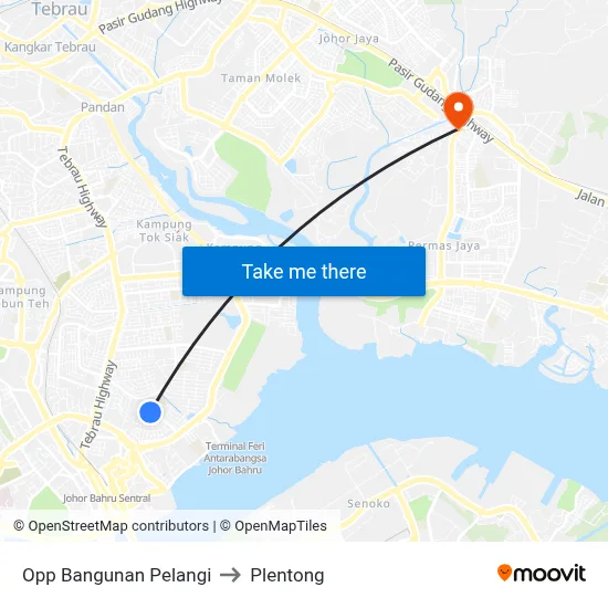 Opp Bangunan Pelangi to Plentong map