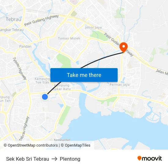 Sek Keb Sri Tebrau to Plentong map