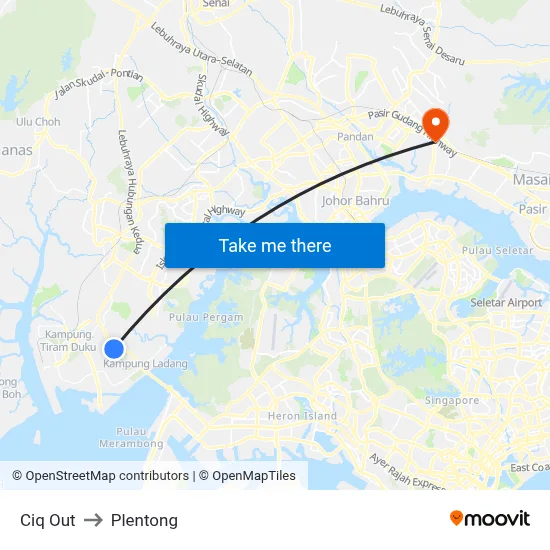 Ciq Out to Plentong map