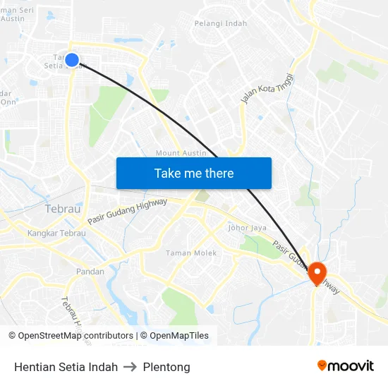 Hentian Setia Indah to Plentong map