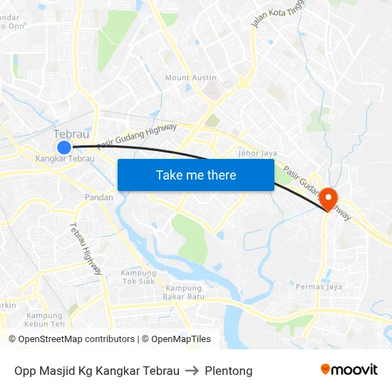 Opp Masjid Kg Kangkar Tebrau to Plentong map