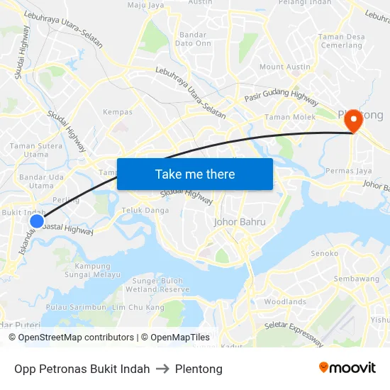 Opp Petronas Bukit Indah to Plentong map