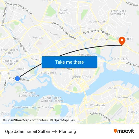 Opp Jalan Ismail Sultan to Plentong map