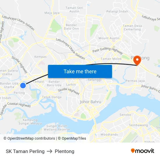 SK Taman Perling to Plentong map