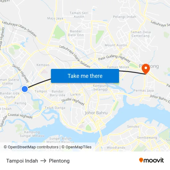 Tampoi Indah to Plentong map