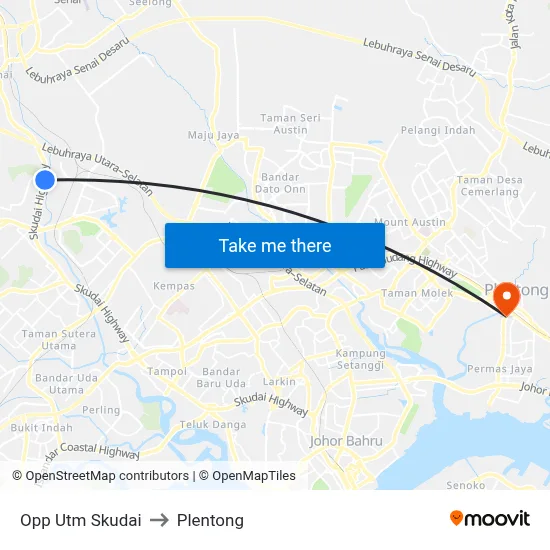 Opp Utm Skudai to Plentong map