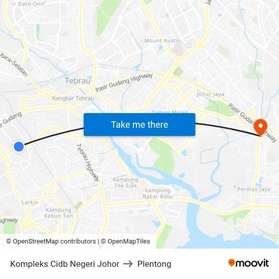 Kompleks Cidb Negeri Johor to Plentong map