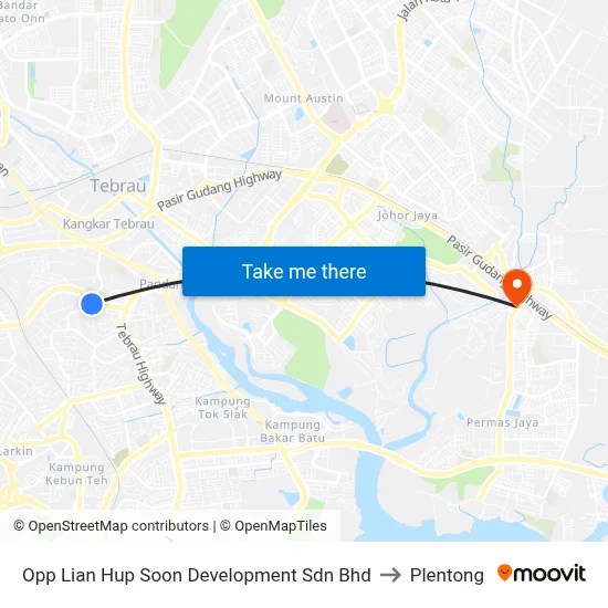 Opp Lian Hup Soon Development Sdn Bhd to Plentong map