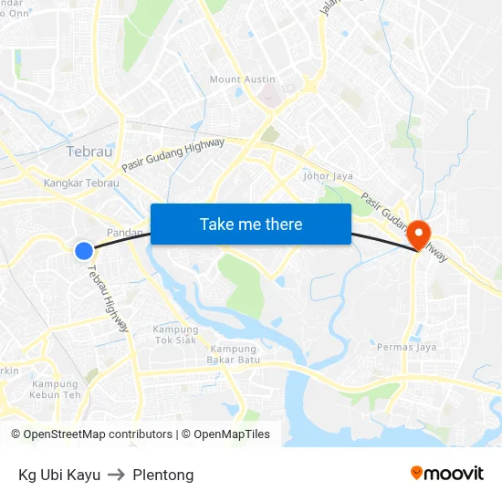 Kg Ubi Kayu to Plentong map