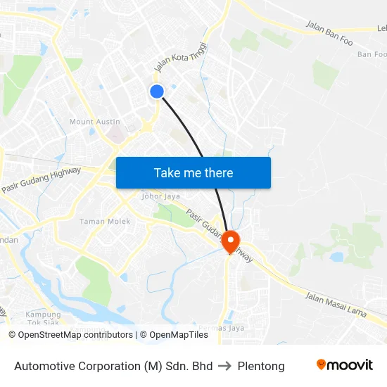 Automotive Corporation (M) Sdn. Bhd to Plentong map