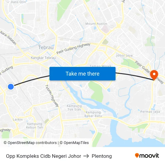 Opp Kompleks Cidb Negeri Johor to Plentong map