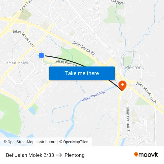Bef Jalan Molek 2/33 to Plentong map