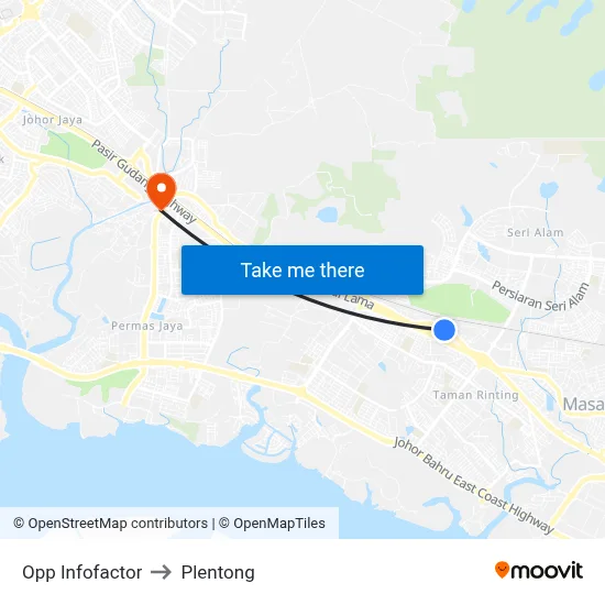 Opp Infofactor to Plentong map