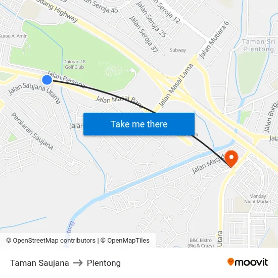 Taman Saujana to Plentong map