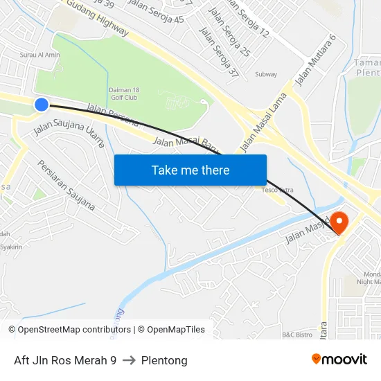 Aft Jln Ros Merah 9 to Plentong map