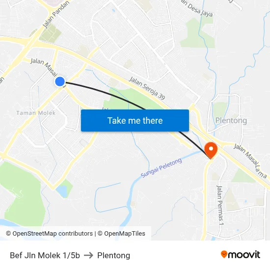 Bef Jln Molek 1/5b to Plentong map