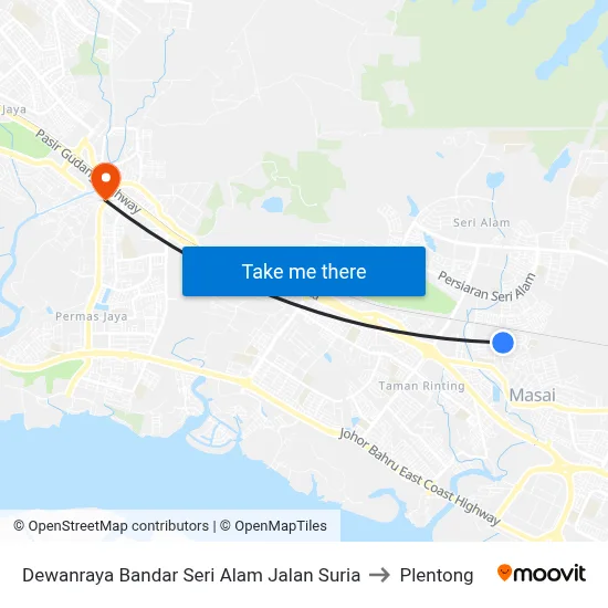 Dewanraya Bandar Seri Alam Jalan Suria to Plentong map