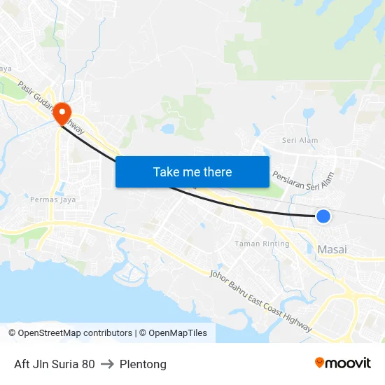 Aft Jln Suria 80 to Plentong map