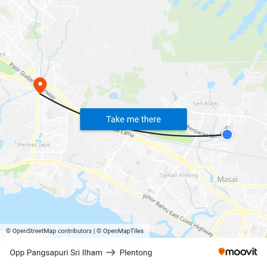 Opp Pangsapuri Sri Ilham to Plentong map