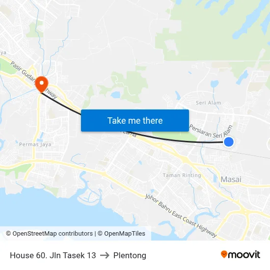House 60. Jln Tasek 13 to Plentong map
