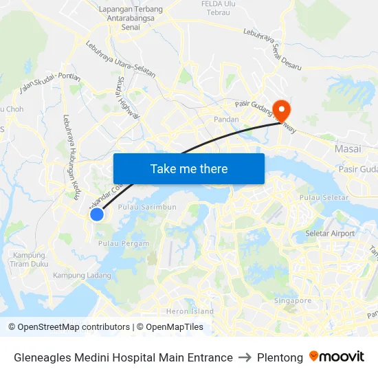 Gleneagles Medini Hospital Main Entrance to Plentong map