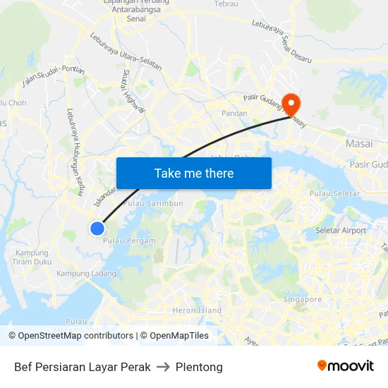 Bef Persiaran Layar Perak to Plentong map