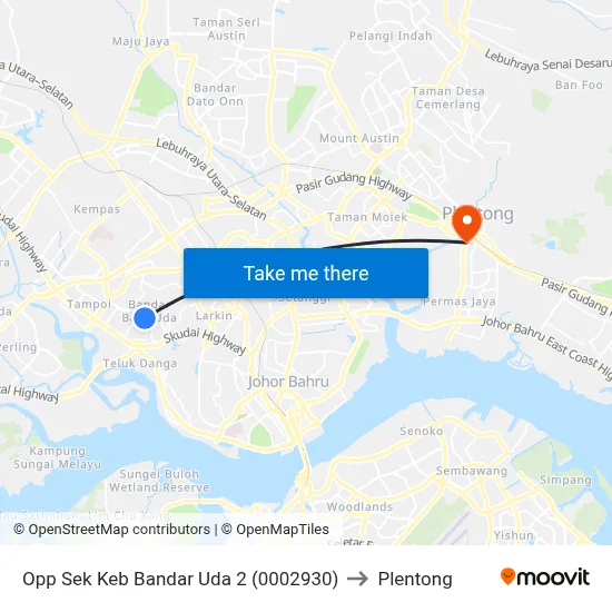 Opp Sek Keb Bandar Uda 2 (0002930) to Plentong map