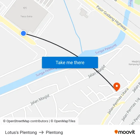Lotus's Plentong to Plentong map