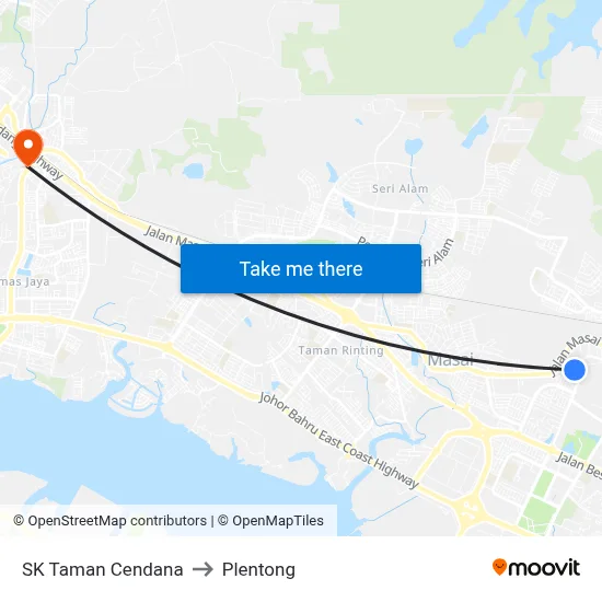 SK Taman Cendana to Plentong map