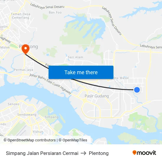 Simpang Jalan Persiaran Cermai to Plentong map