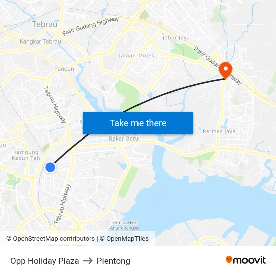 Opp Holiday Plaza to Plentong map